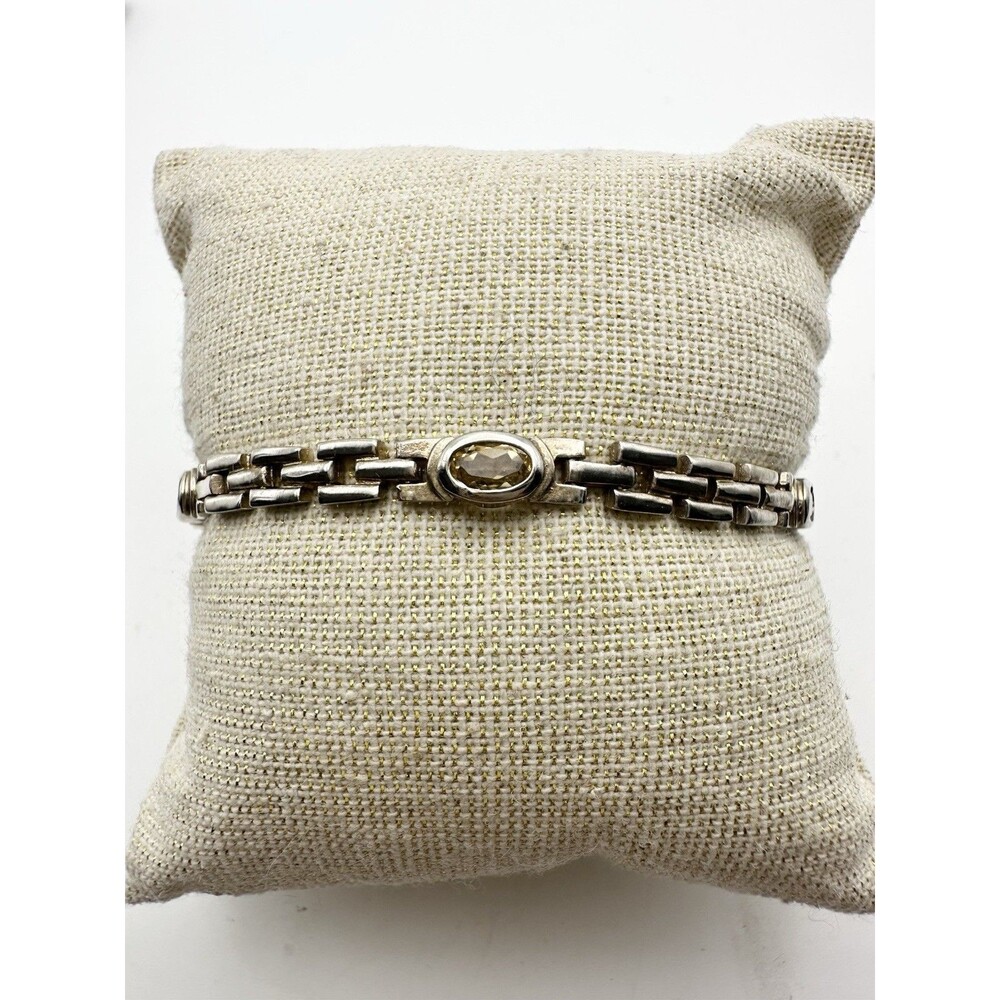OTC 925 Sterling Silver Panther Chain Natural Gemstone Bracelet 7”